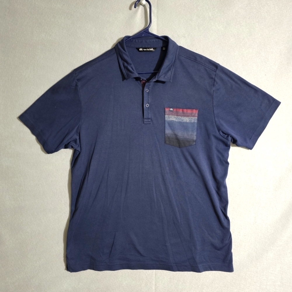 Travis Mathew Mens Navy Ziggy Zoggy Golf Polo Size Xl